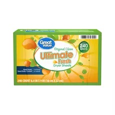 Great Value Ultimate Fresh Dryer Sheets, Original Clean Scent