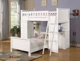 Harriet Bee Otha L-shaped Bunk Bed with Built-in Desk and Shelves