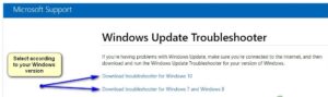 Try the Windows Update Troubleshooter Tool